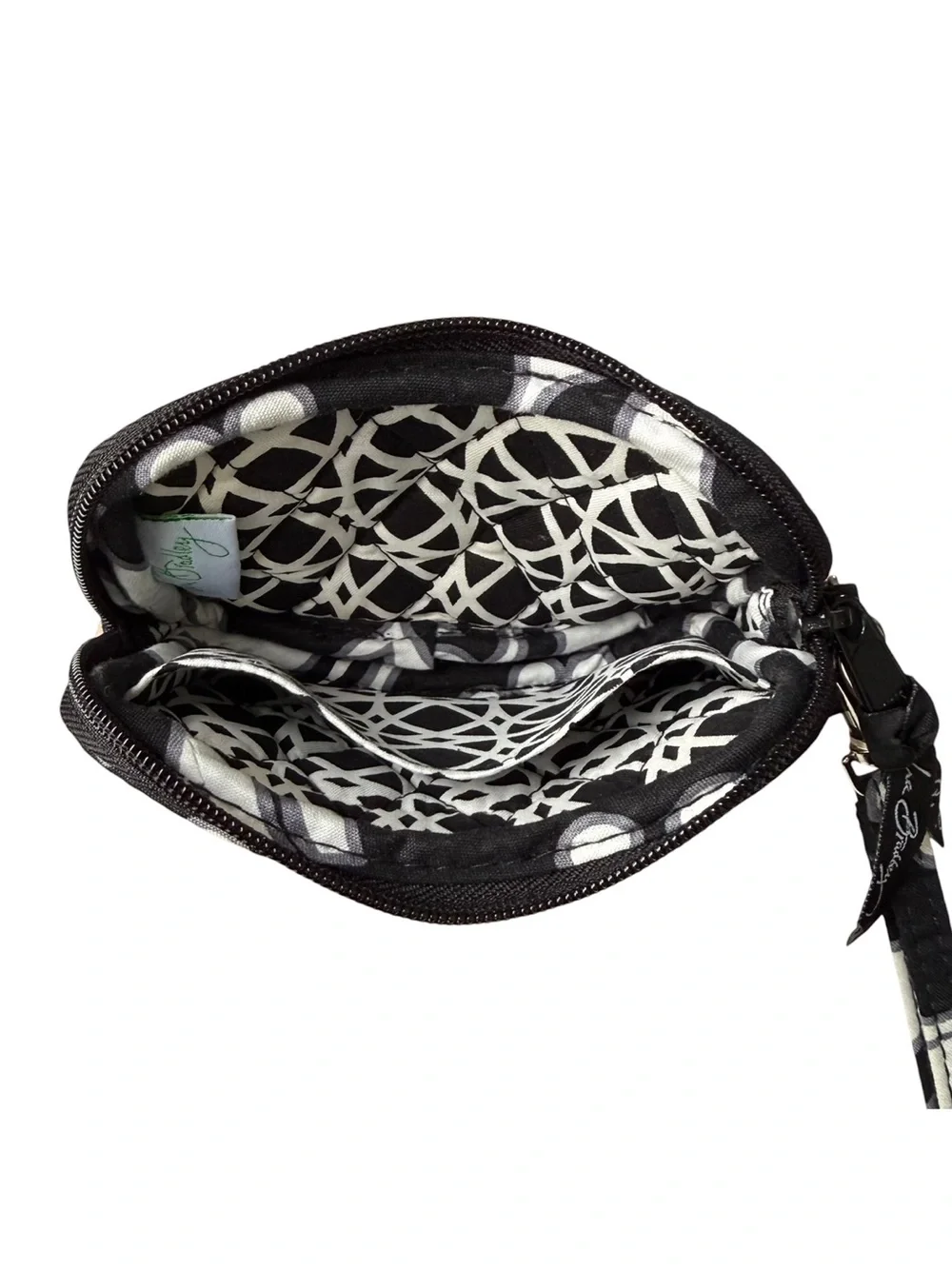 4/$25 Vera Bradley Night & Day Quilted Coin Pouch Wristlet Small Black White